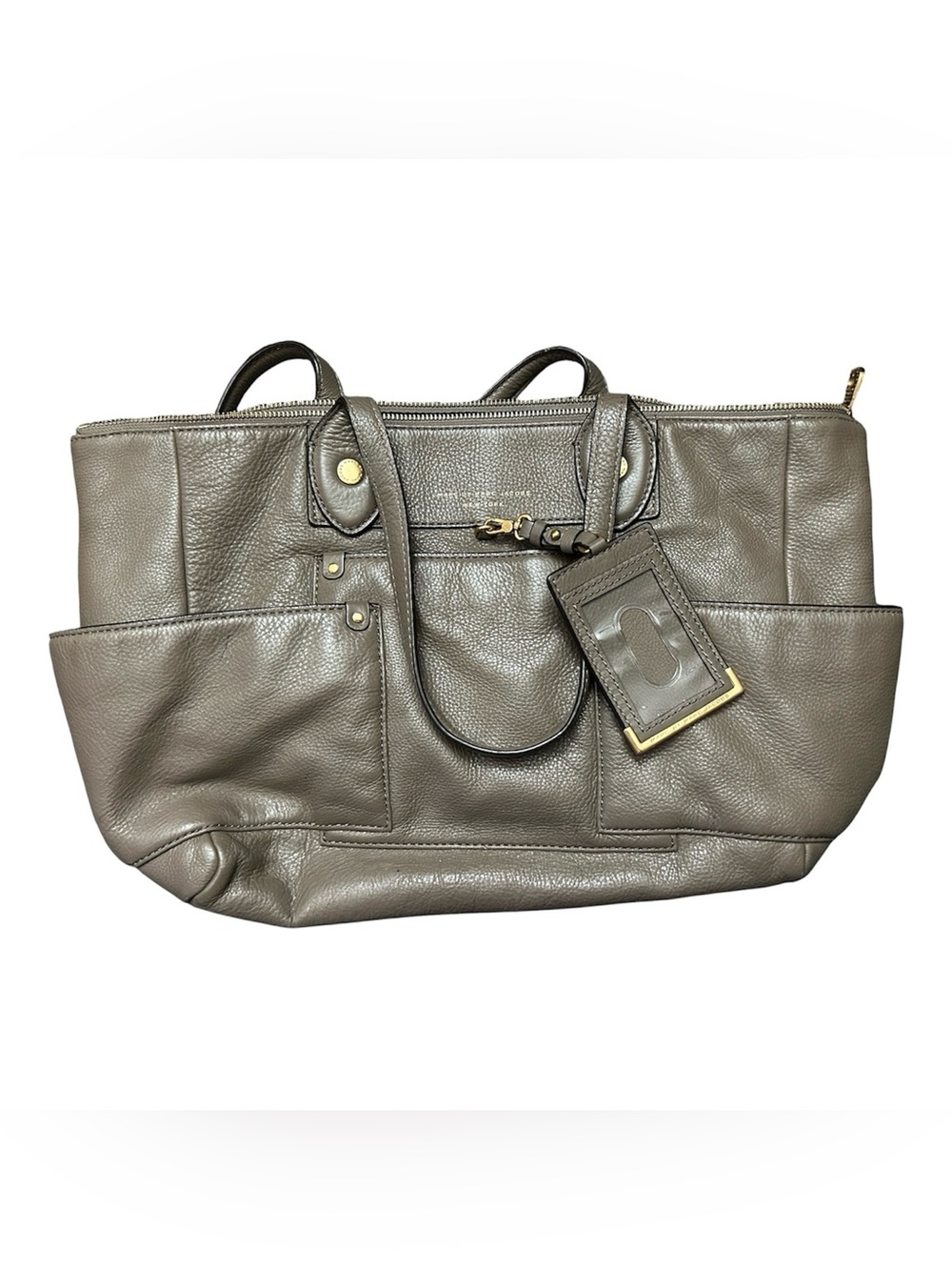 Marc by Marc Jacobs Gray Pebbled Leather Tote with Exterior Pockets - Picture 2 of 15